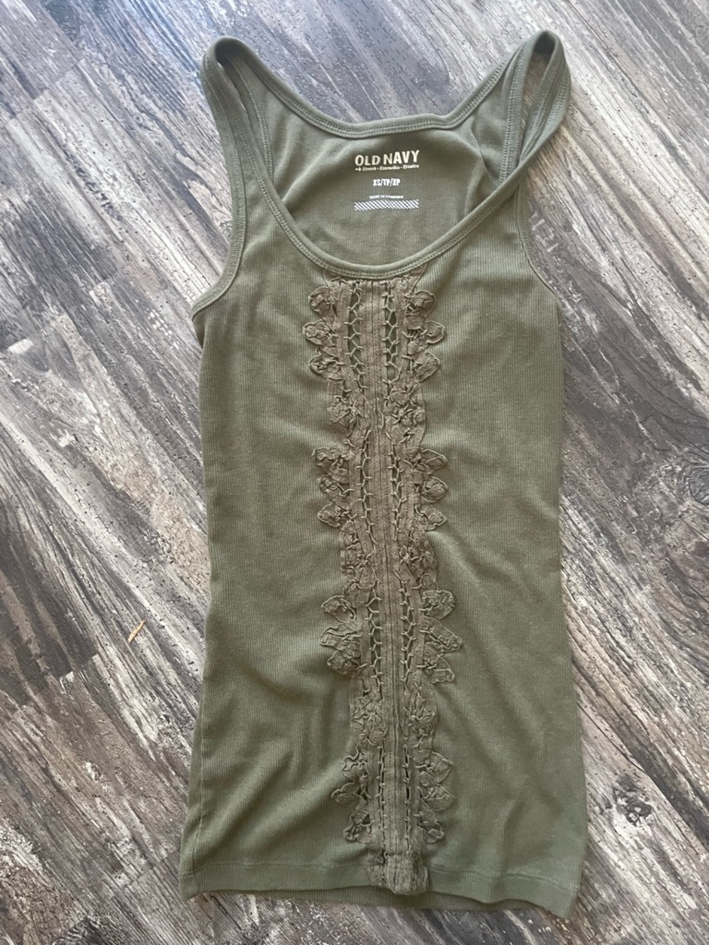 Old Navy Olive Lace-Trim Ribbed Tank